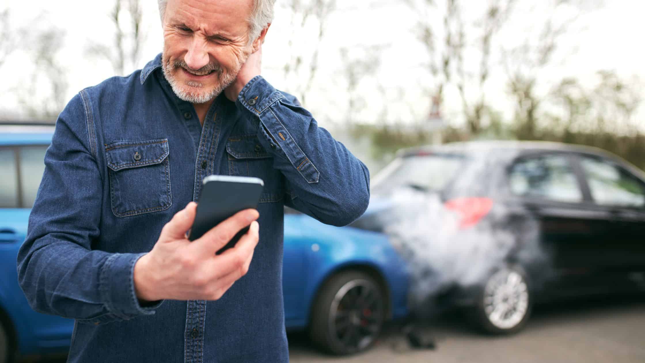 a person dealing with whiplash after a car accident. 