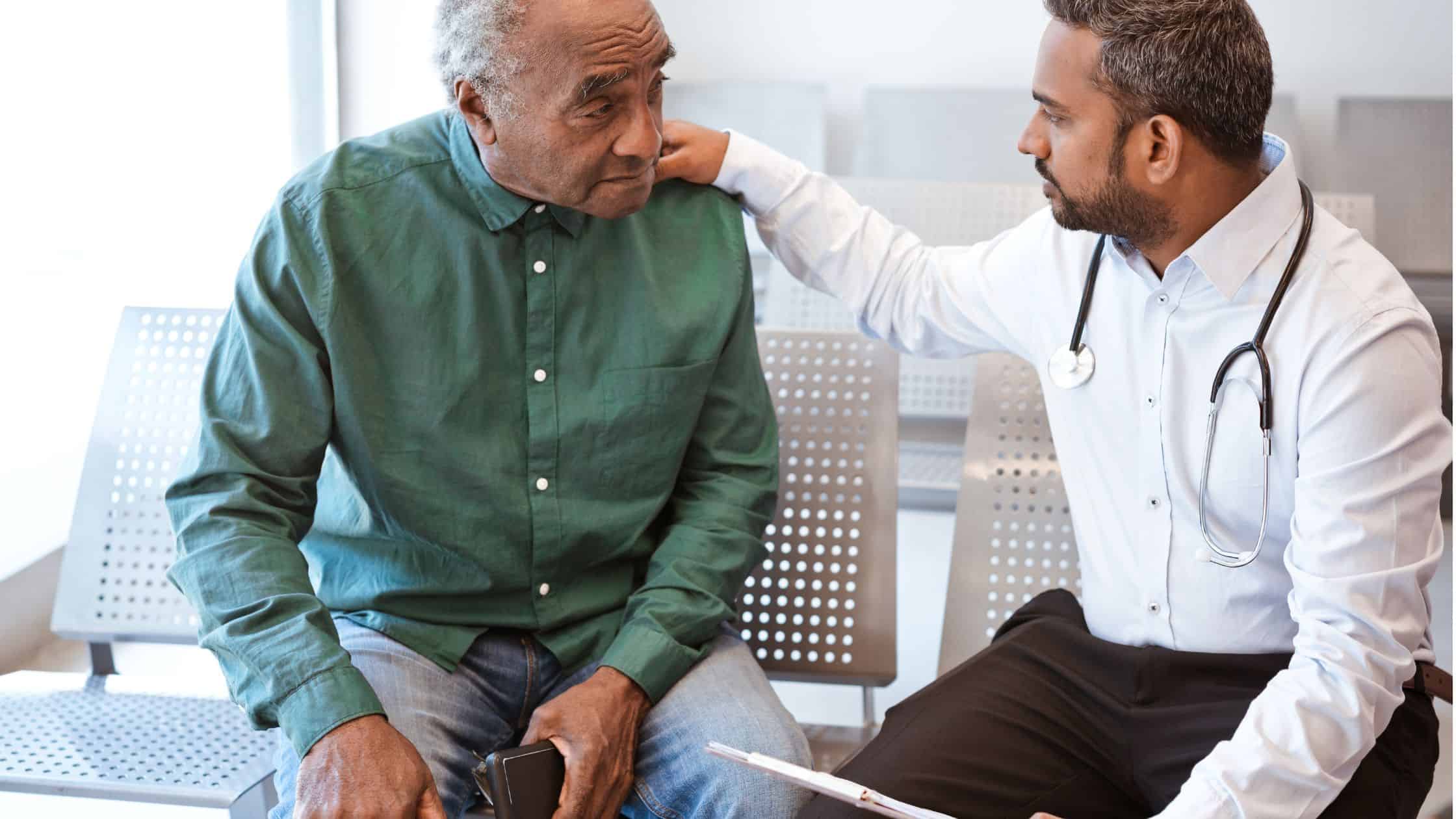 talking with doctor for arm pain and anxiety 